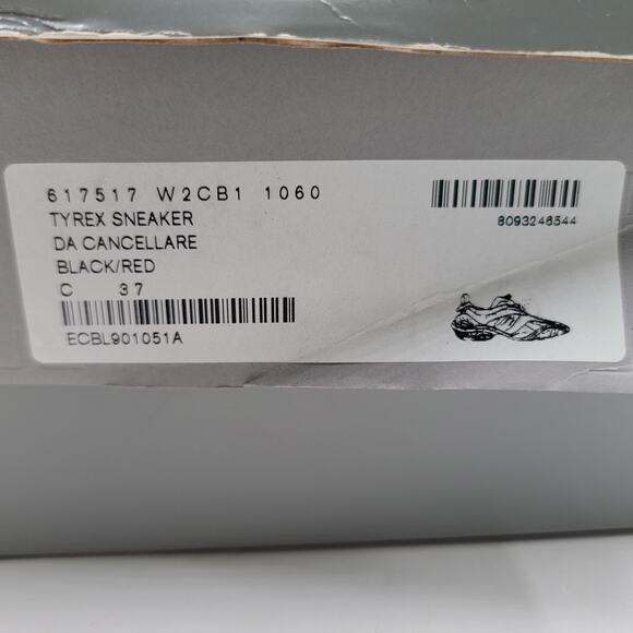 Balenciaga Tyrex Low Black Red Women's Size 7 Sneakers - Picture 11 of 11